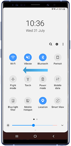 Slide Notification panel to the left on Galaxy Note10