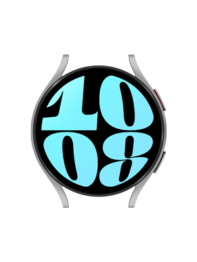 Front side of Watch6 44mm Silver case with clock face