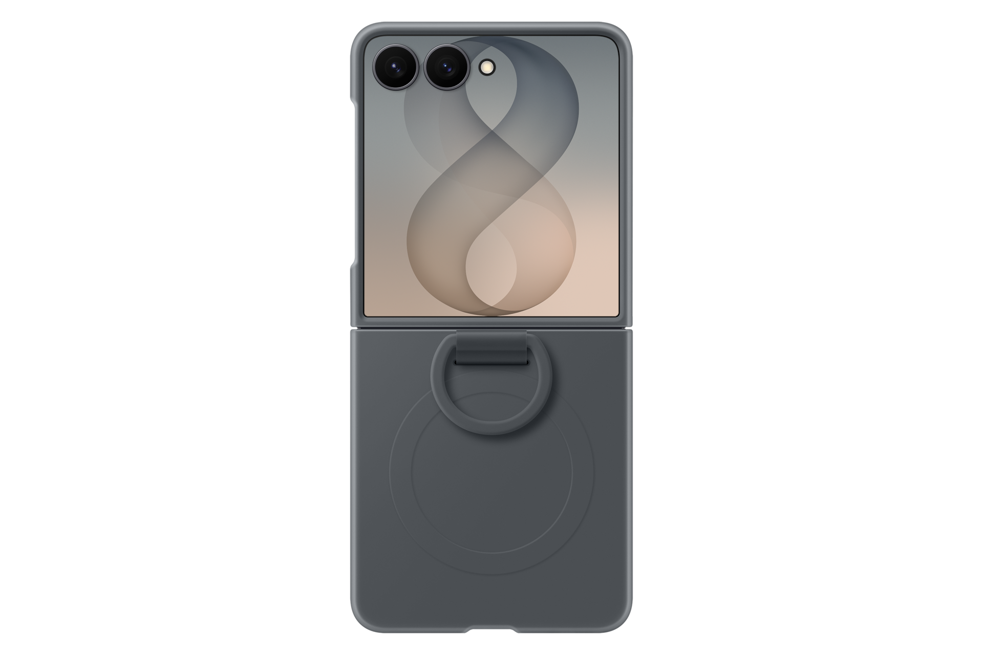 Galaxy Z Flip8 Silicone Ring Magnet Case Front2 Graphite 