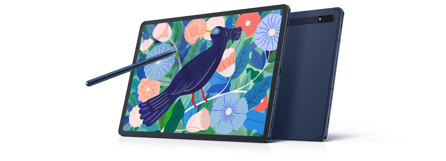 Galaxy Tab S7+ in Mystic Navy with the S Pen