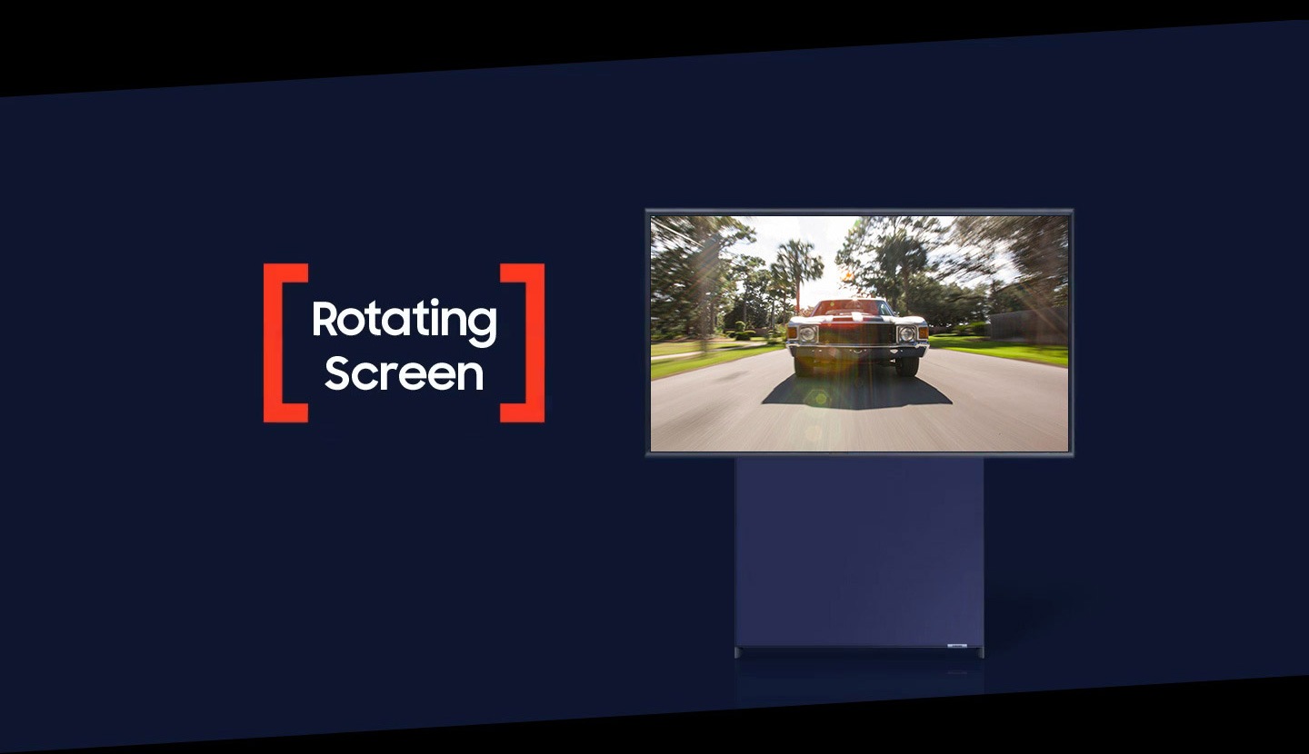 The words Rotating Screen and The Sero is on display in parallel. The Sero rotates from horizontal to vertical.