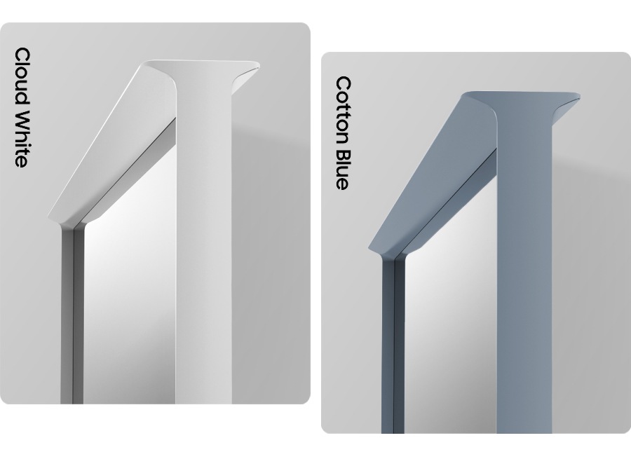First, The Serif in Cloud White is on display. Second, The Serif in Cotton Blue is on display.