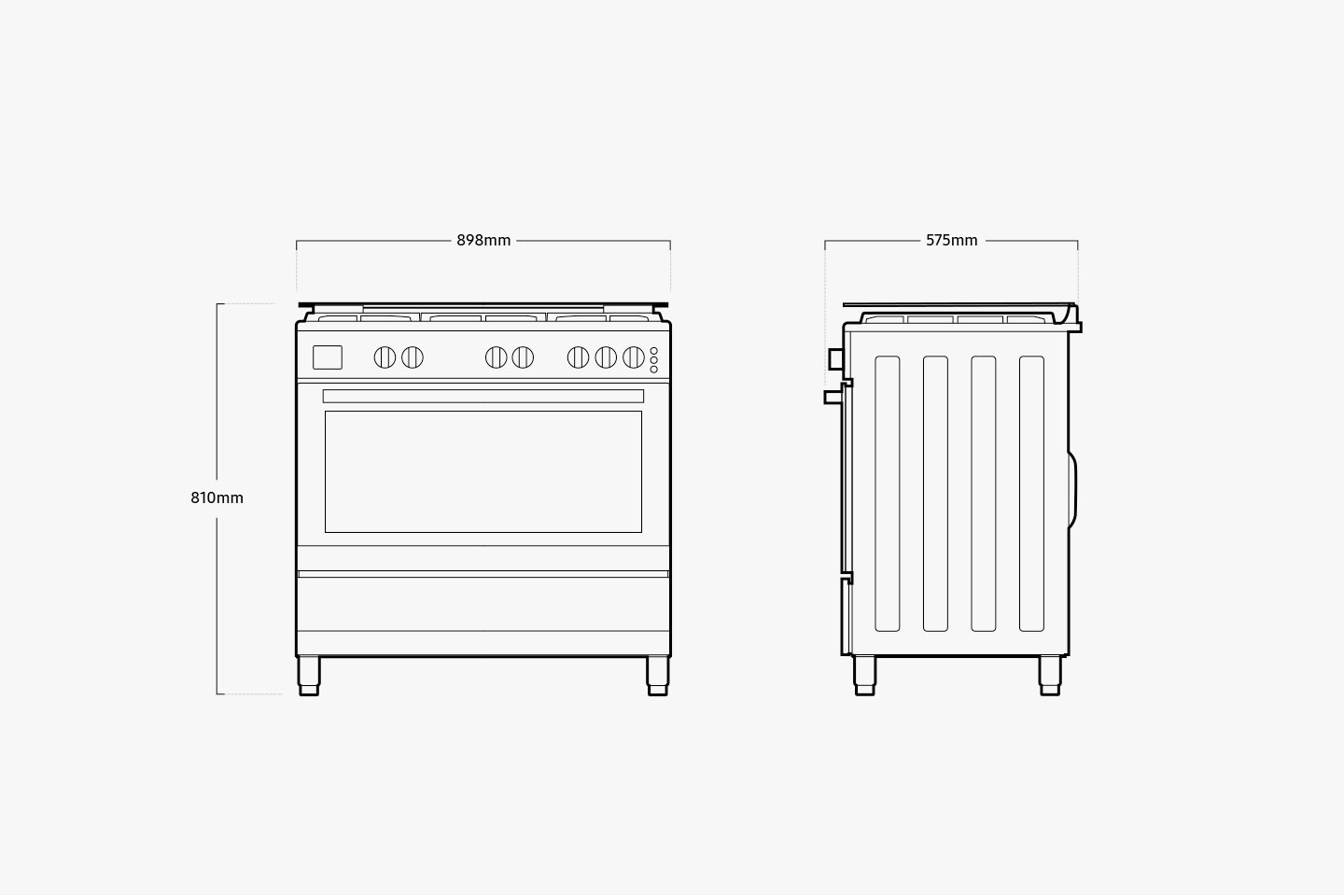 The NX5500BM is 810mm tall, 898mm wide, and 575mm deep.