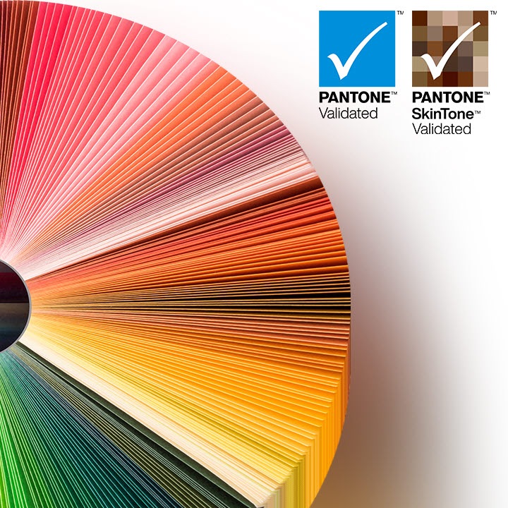Bunch of multicolored confetti and Pantone validated logo