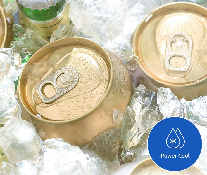المشروبات المعلبة باردة مثلجة في وضع Power Cool.