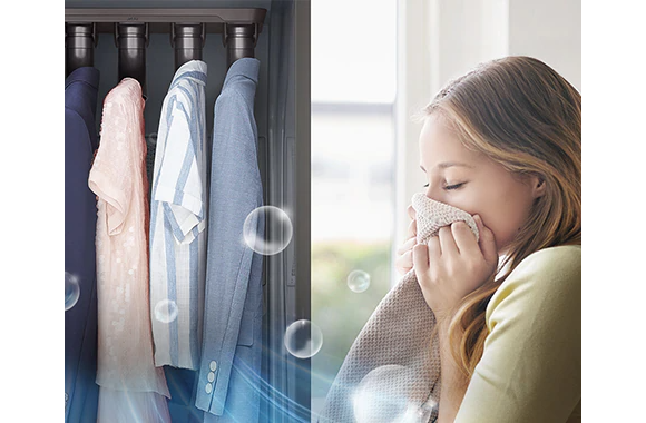 The deodorizing filter removes odor and gives a fresh feeling when smelling clothes.