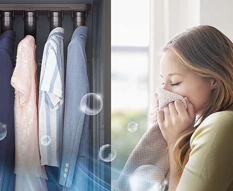 The deodorizing filter removes odor and gives a fresh feeling when smelling clothes.