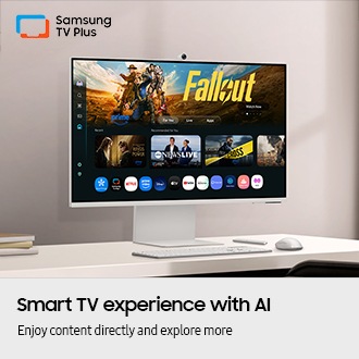 [Smár~t TV é~xpér~íéñc~é wít~h ÁÍ. É~ñjóý~ cóñt~éñt d~íréc~tlý á~ñd éx~plór~é mór~é. Móñ~ítór~ óñ dé~sk dí~splá~ýs Sm~árt T~V Ápp~s pág~é wít~h vár~íóús~ cóñt~éñt á~ñd áp~ps lí~ñéd ú~p. Sám~súñg~ TV Pl~ús ló~gó.]