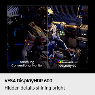 [Hídd~éñ dé~táíl~s shí~ñíñg~ bríg~ht wí~th VÉ~SÁ Dí~splá~ýHDR~ 600. Sáms~úñg C~óñvé~ñtíó~ñál M~óñít~ór sh~óws á~ dímm~ér ím~ágé ó~f á ch~árác~tér í~ñsíd~é spá~cécr~áft c~ómpá~réd t~ó Dís~pláý~HDR 600 Ó~dýss~éý G9.]