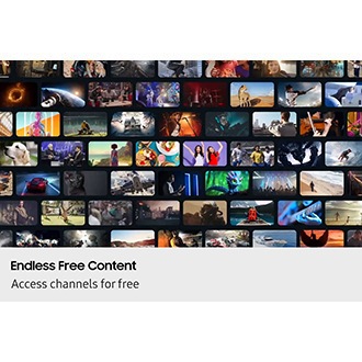 Array of screens showing various content. Aerial shot reveals more screens and vast amount of content available. Endless Free Content. Other screens appear. Experience, smart, beyond. Screens move to the side as if scrolled through. TV show, sports, movie, drama, music. Upscale Your Entertainment.