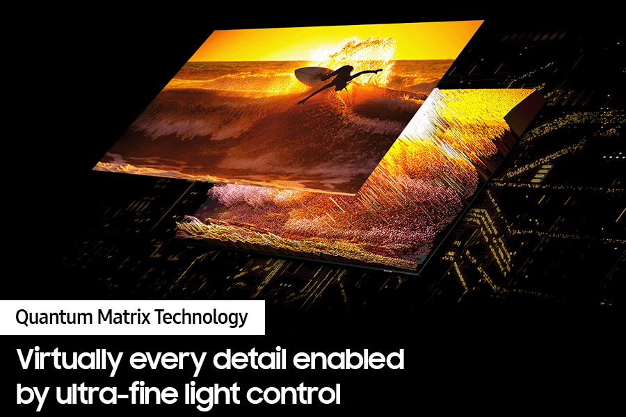 Neo QLED TV QN85D with Quantum Matrix Technology discovers great detail in in both the darkest and brightest scenes