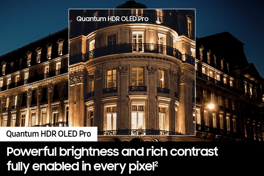 "OLED HDR Pro" technology reveals bright highlights and hidden details that make intricate designs of a building come to life.