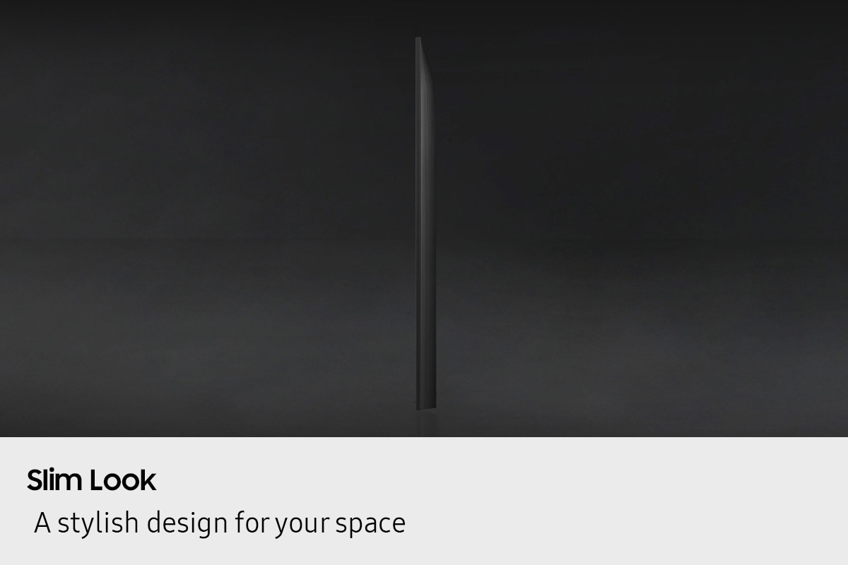 Profile view of Samsung TV is on display to shows its slim look design.