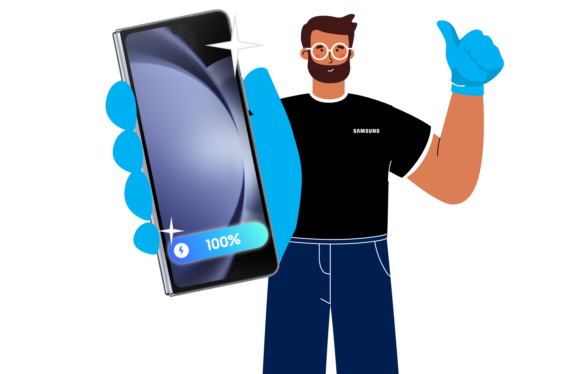 Battery Replacement for Galaxy Z Fold4 | Fold5 | Fold6 | Fold7 Phantom Black