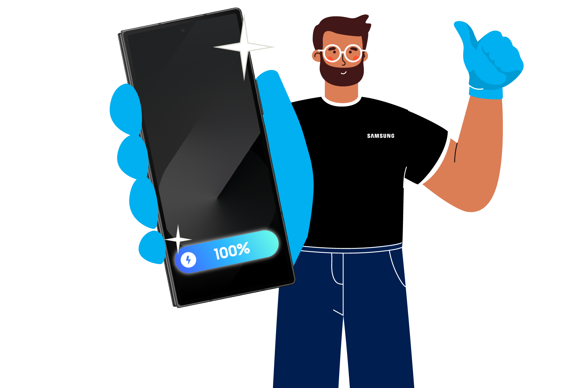 Battery Replacement for Galaxy Z Fold4 | Fold5 | Fold6 | Fold7 Phantom Black