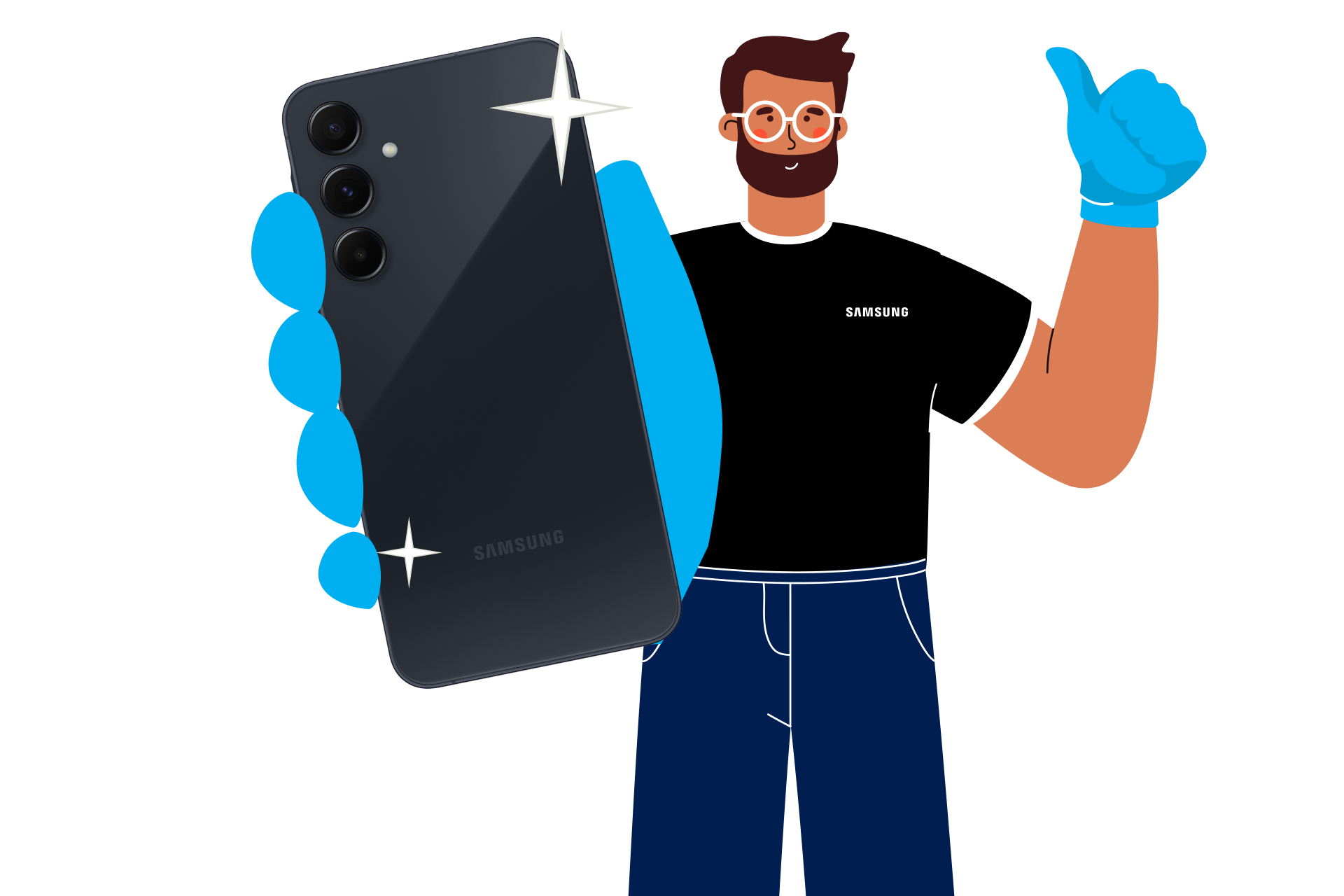 Back Cover Replacement for Galaxy A54 | A55 Phantom Black