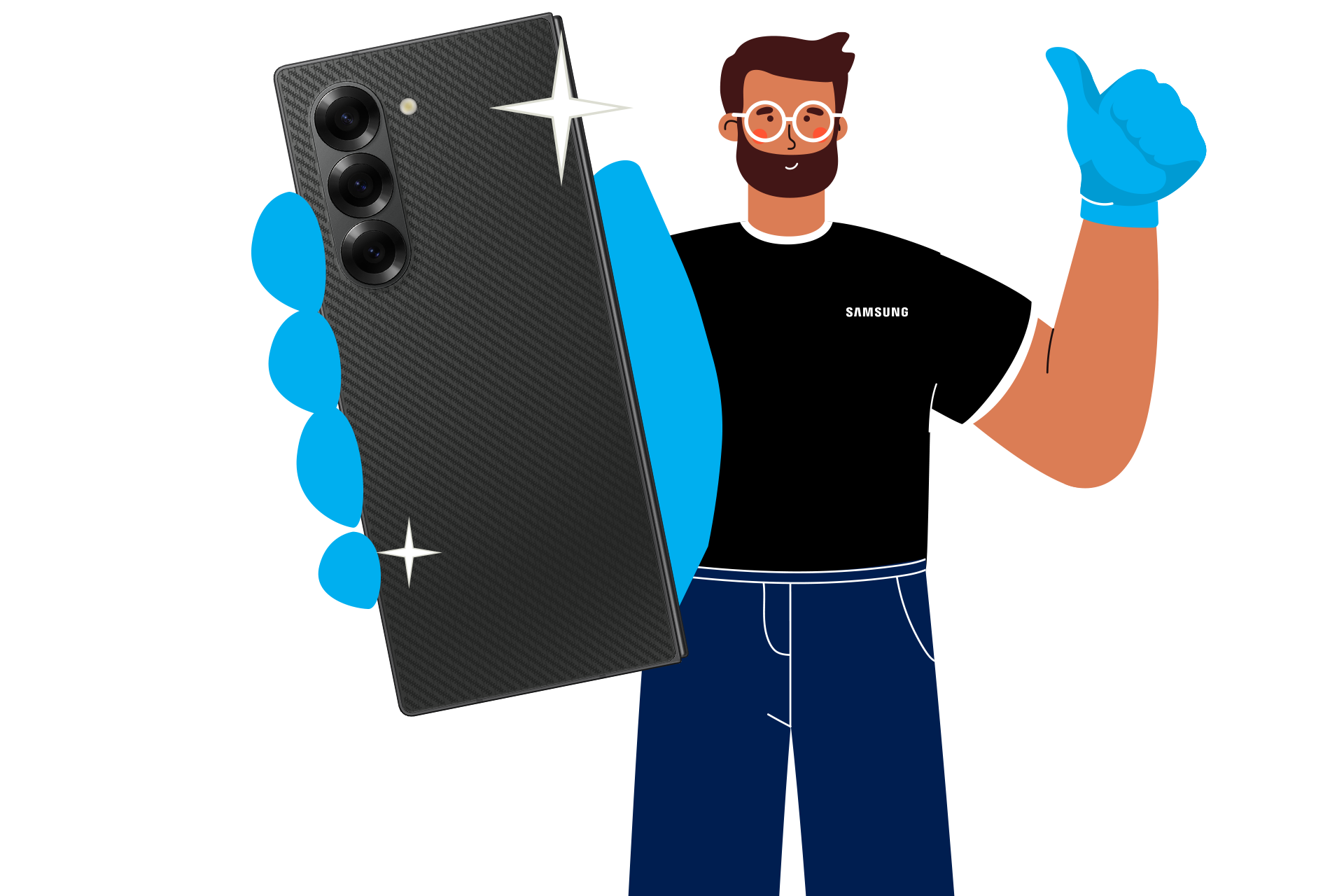 Back Cover Replacement for Galaxy Z Fold4 | Fold5 | Fold6 | Fold7 Phantom Black