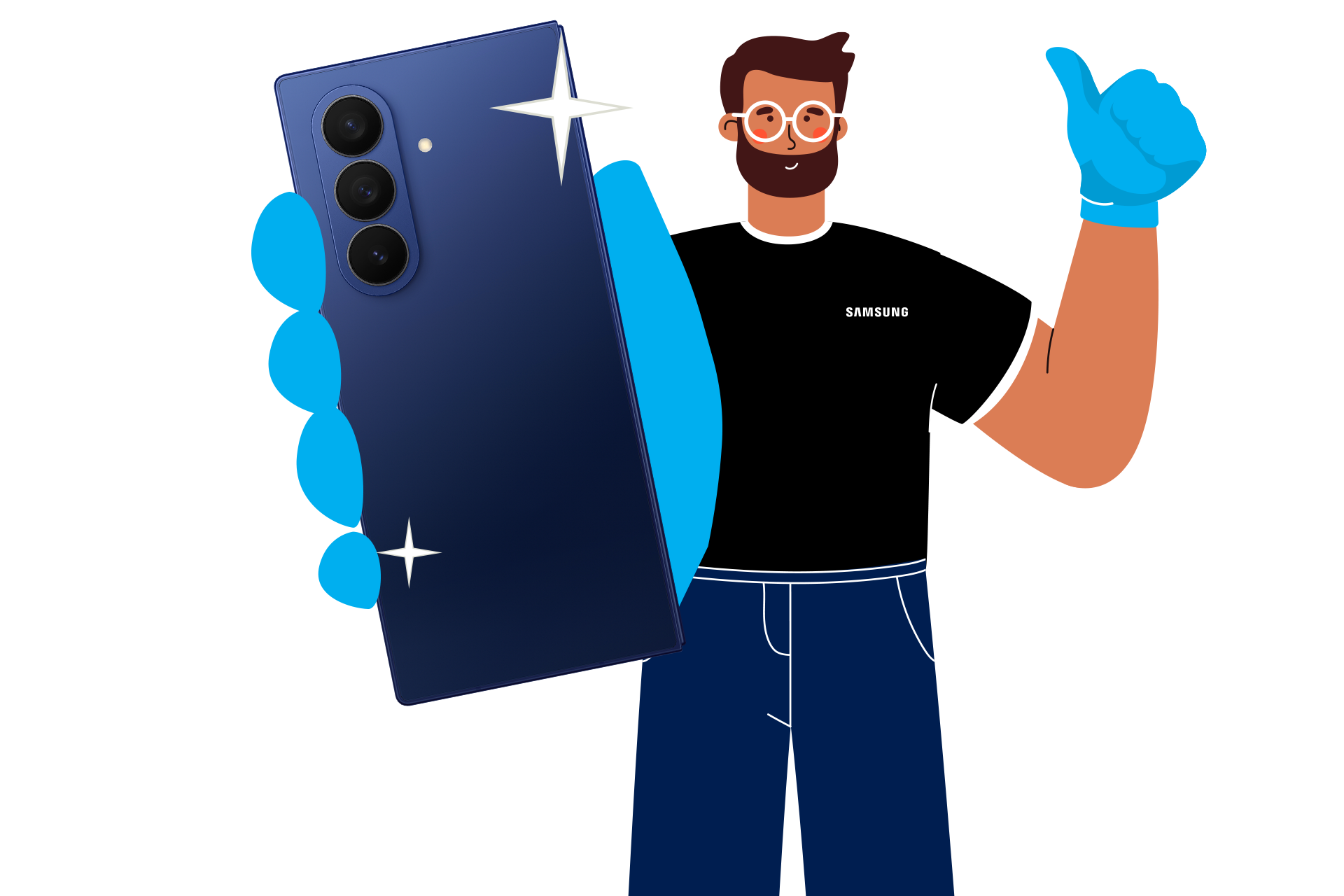 Back Cover Replacement for Galaxy Z Fold4 | Fold5 | Fold6 | Fold7 Phantom Black