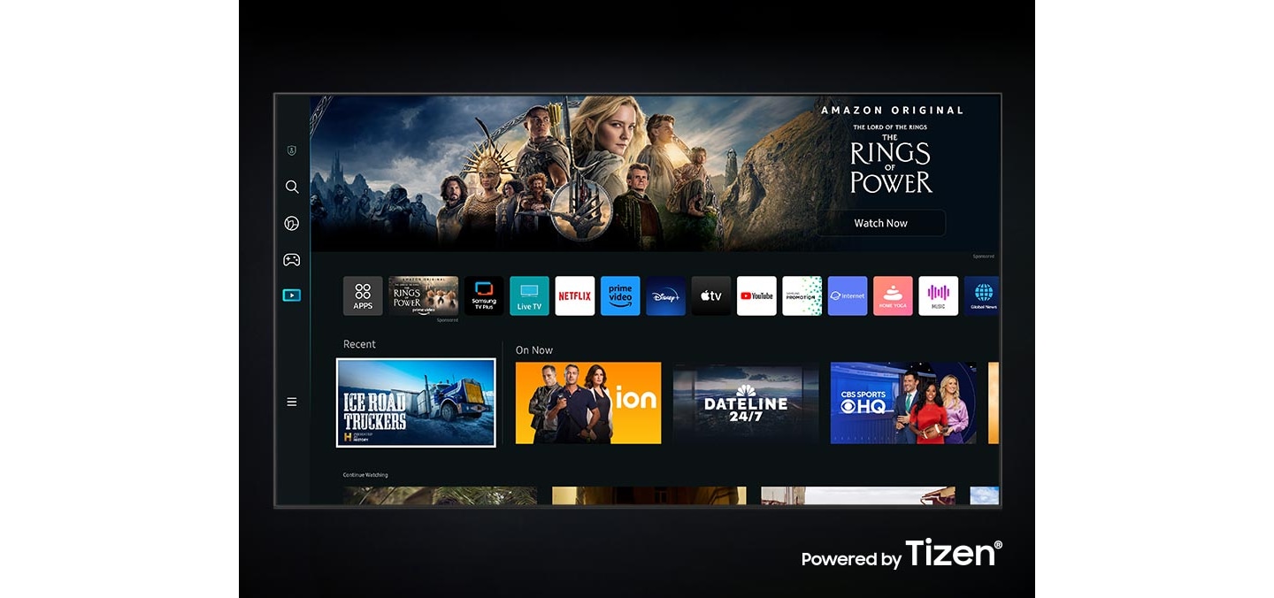 The new Smart Hub UI is displayed to show a wide variety of OTT services and content being serviced.