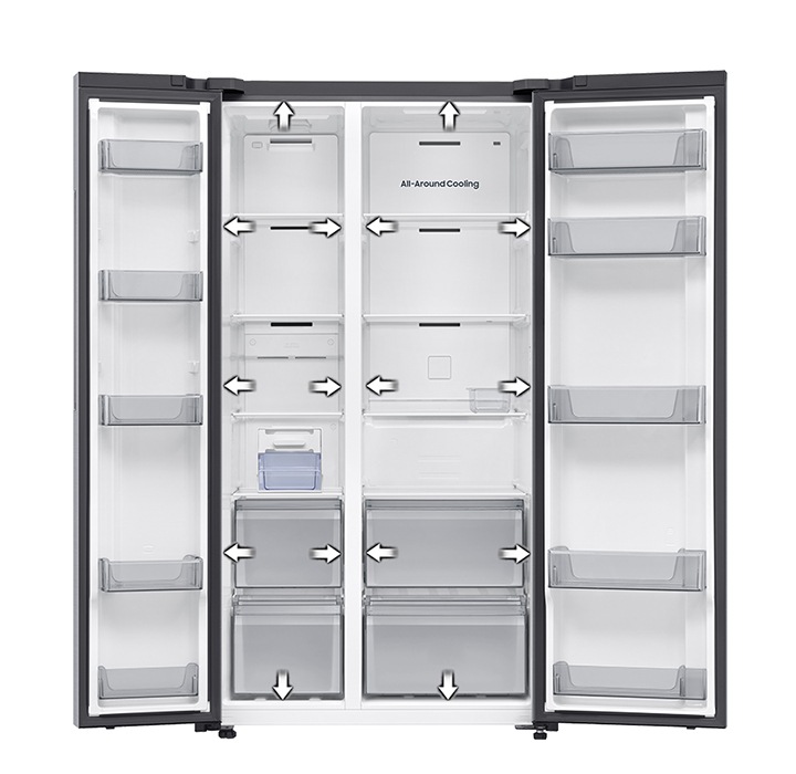 Side by side Refrigerator SmartThings 655L Silver | Samsung Africa