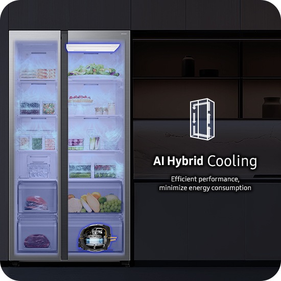 Side by side Refrigerator SmartThings 655L Silver | Samsung Africa