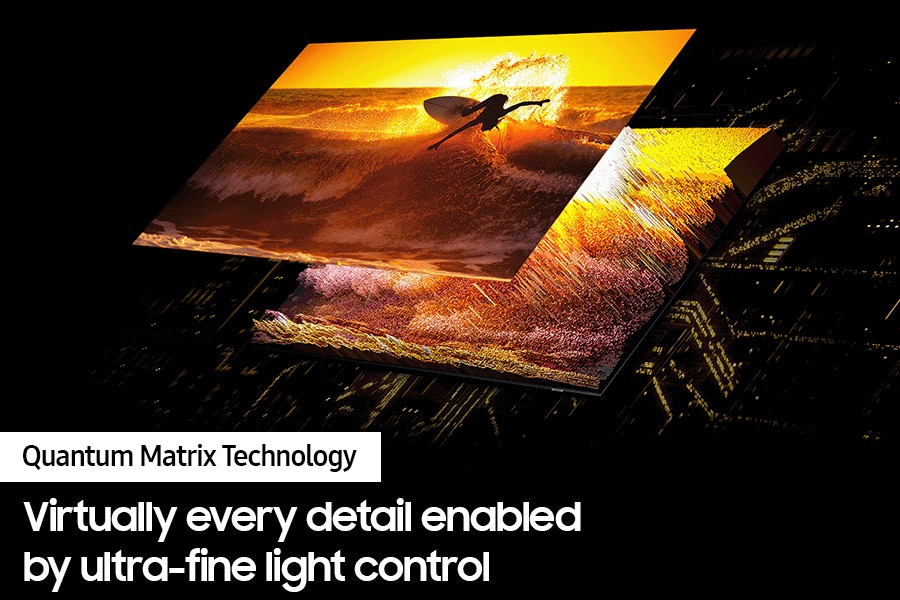 Neo QLED TV QN85D with Quantum Matrix Technology discovers great detail in in both the darkest and brightest scenes