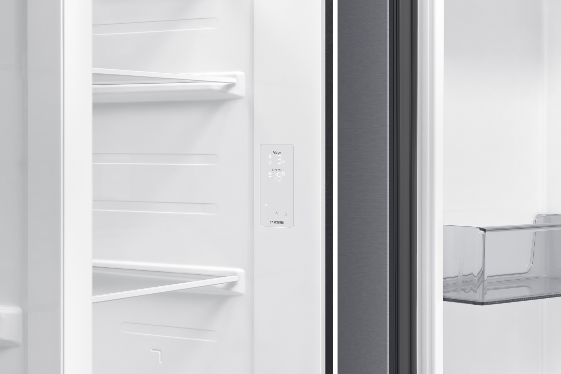 Bespoke AI Refrigerator SBS AI Energy mode Detail-Display Silver 