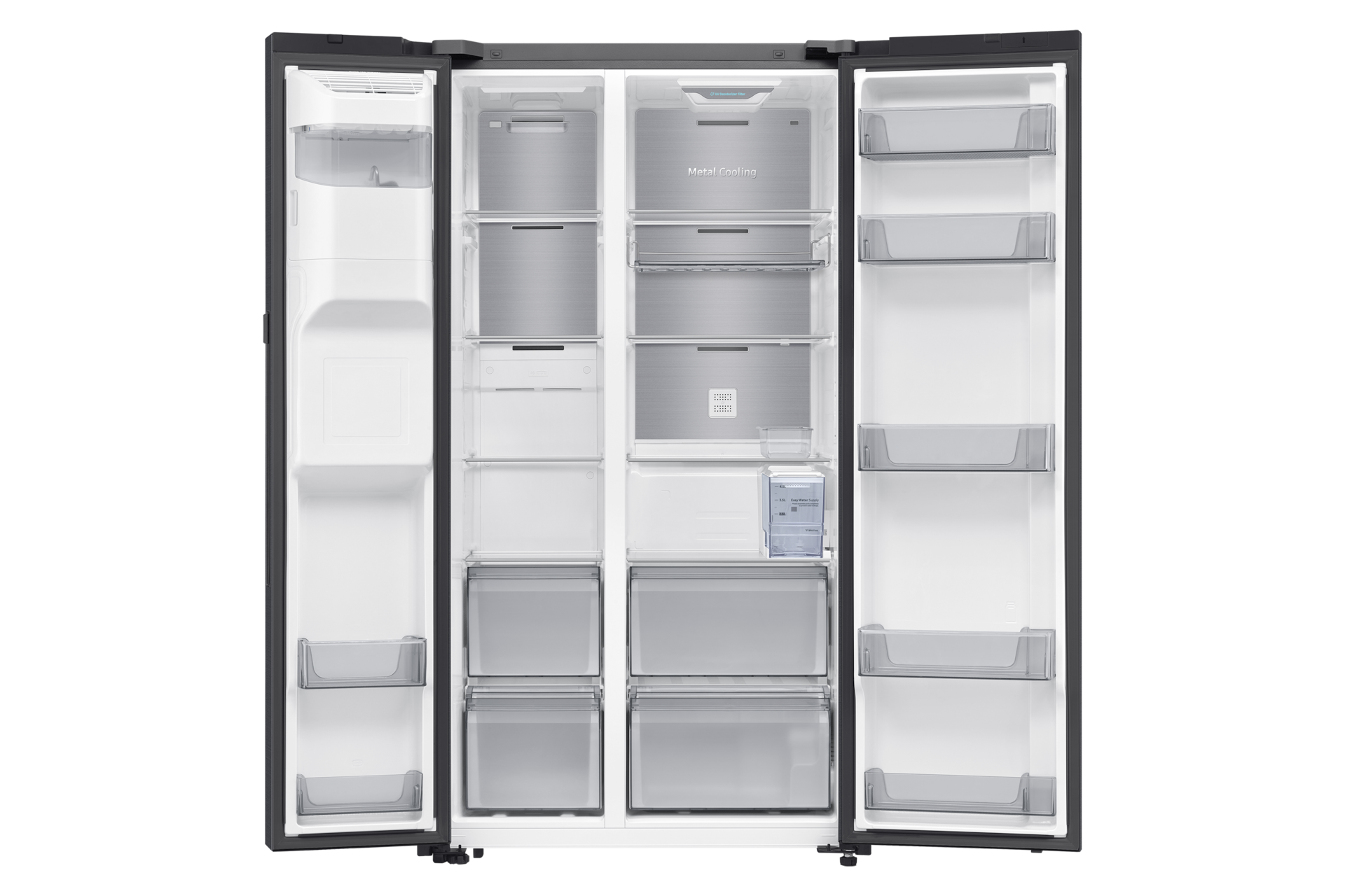 Bespoke AI Refrigerator SBS Auto Open Door Front-Open-without-food Black Doi 