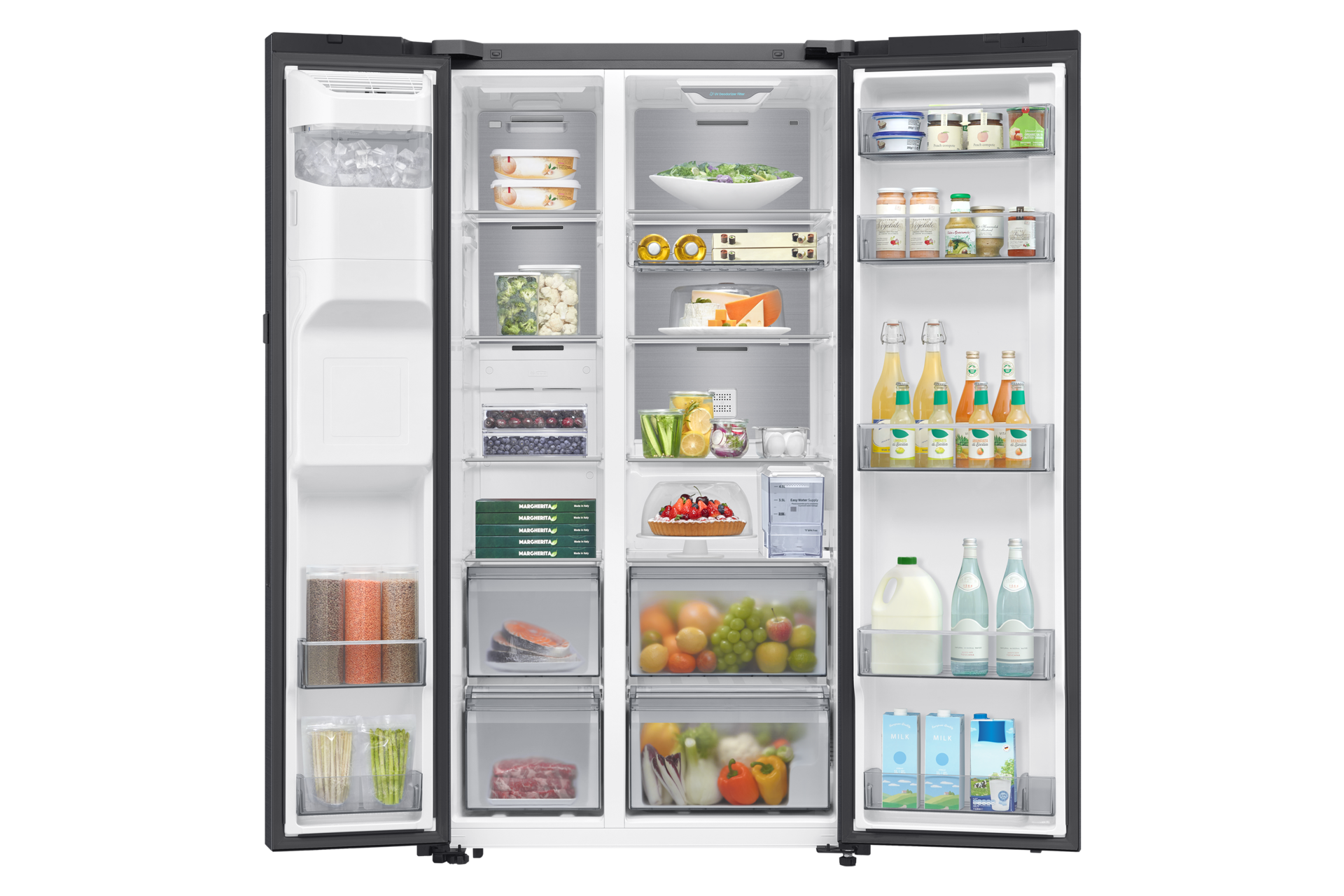 Bespoke AI Refrigerator SBS Auto Open Door Front-Open-With-food Black Doi 