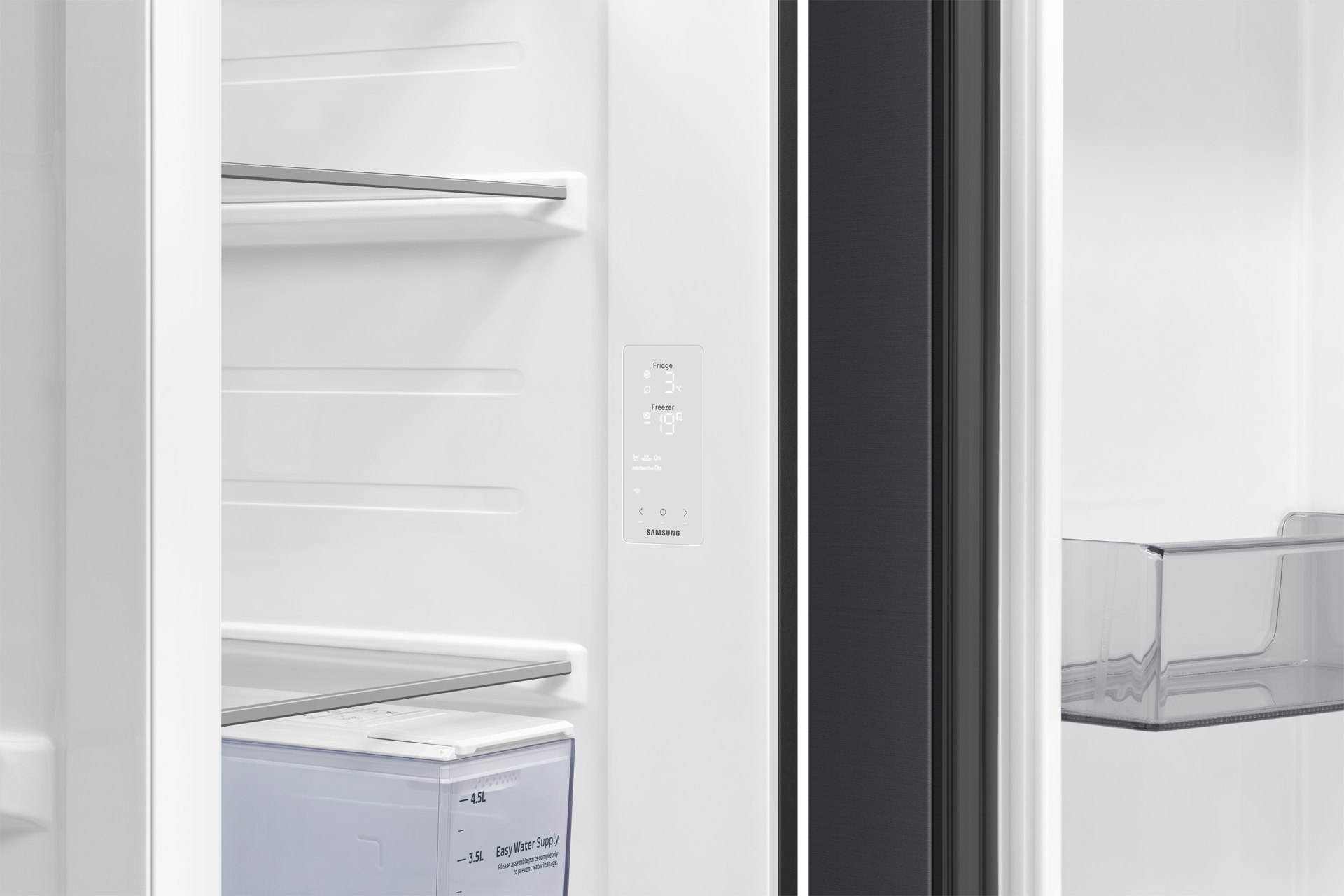 Bespoke AI Refrigerator SBS Auto Open Door Detail-Display Black Doi 