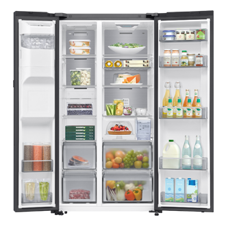 Bespoke AI Refrigerator SBS Auto Open Door Front-Open-With-food Black Doi 