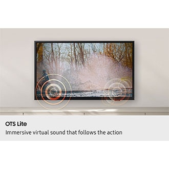 A person on a motorcycle is zipping past from one side to another. Built-in speakers follow the sound of the motorcycle as it moves