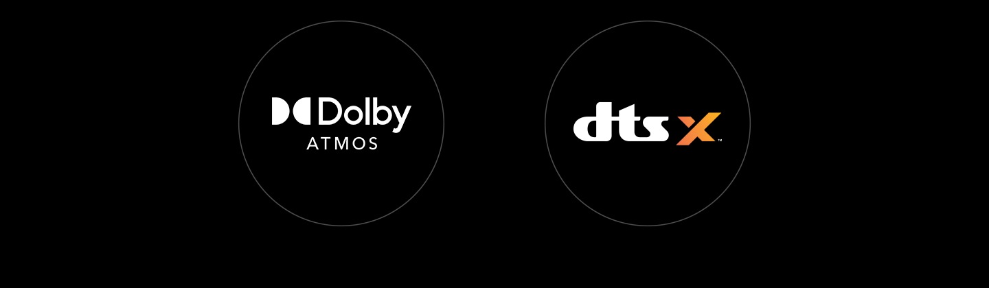 Ícone Dolby Atmos e ícone DTS:X.