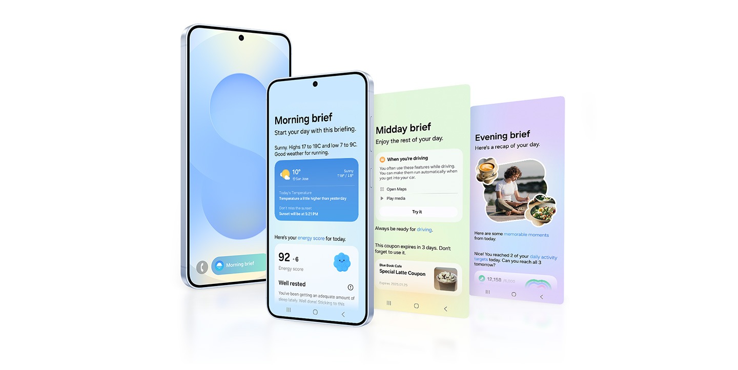 Now Brief sends personalized briefs throughout the day. Morning brief includes weather and Energy Score updates, a brief for your commute includes driving tips and an expiring coupon update and Evening brief includes a recap of the day with pictures from your gallery and daily activity highlights.
