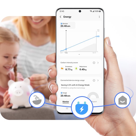 A person is using the SmartThings Energy and checks the energy usage.