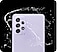 Galaxy A72 Violet Magistral, vu de dos avec des éclaboussures d’eau autour du téléphone.