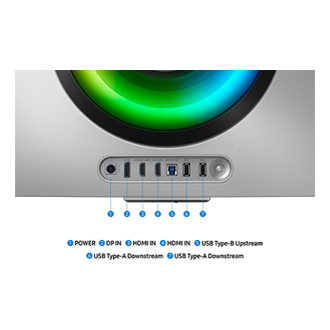34" Odyssey OLED G8 G85SD Ultra WQHD 175Hz Gaming Monitor Detail-Connectivity Silver 