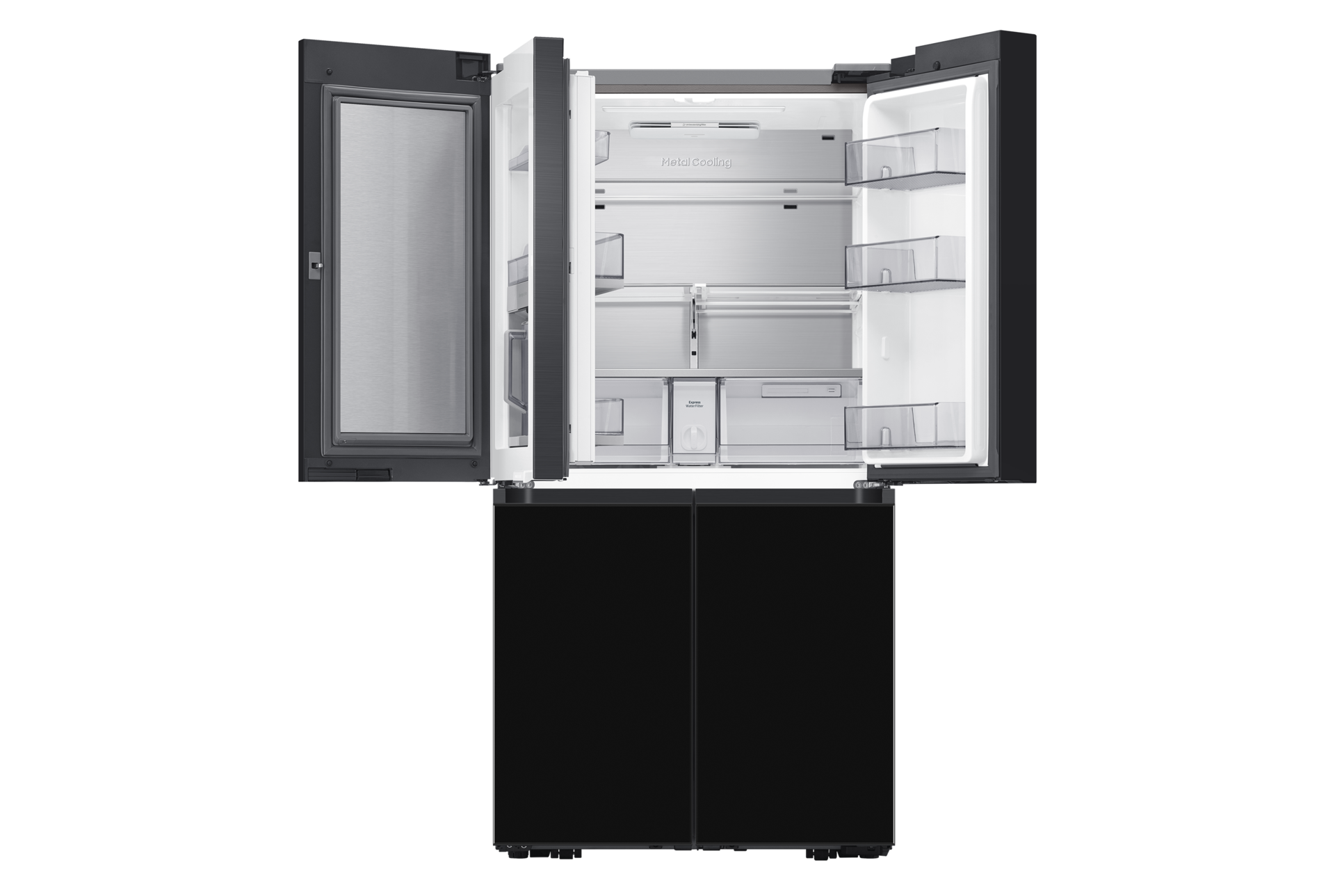 BESPOKE RF9000 T Style French Door Refrigerator with Beverage Center™ Front-Open-Without-Food1 Clean Black 