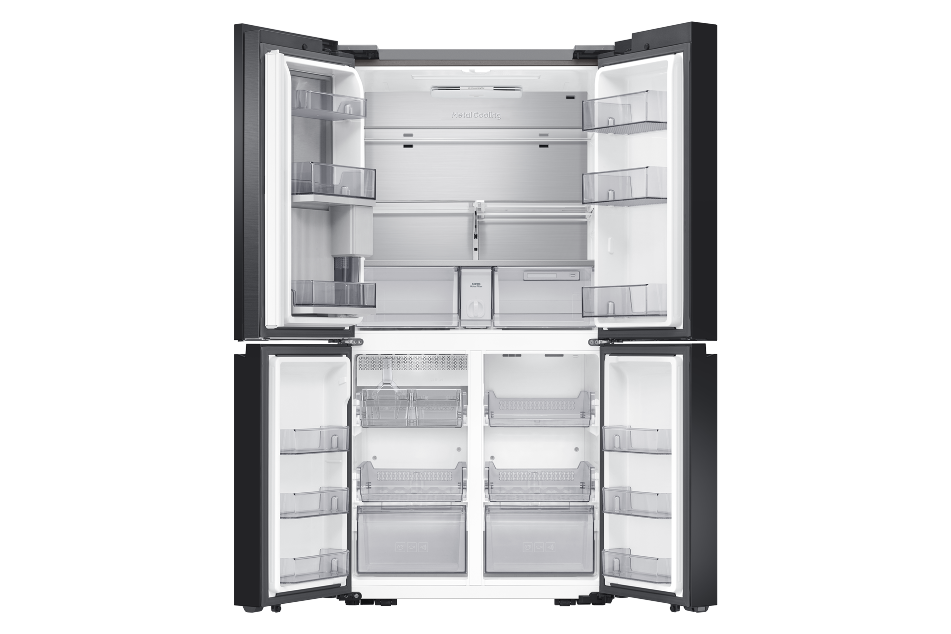 BESPOKE RF9000 T Style French Door Refrigerator with Beverage Center™ Front-Open-Without-Food2 Clean Black 