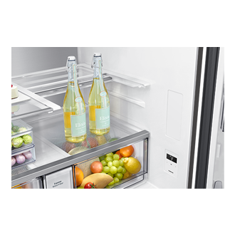 BESPOKE RF9000 T Style French Door Refrigerator with Beverage Center™ Slide-In-Shelf Clean Black 