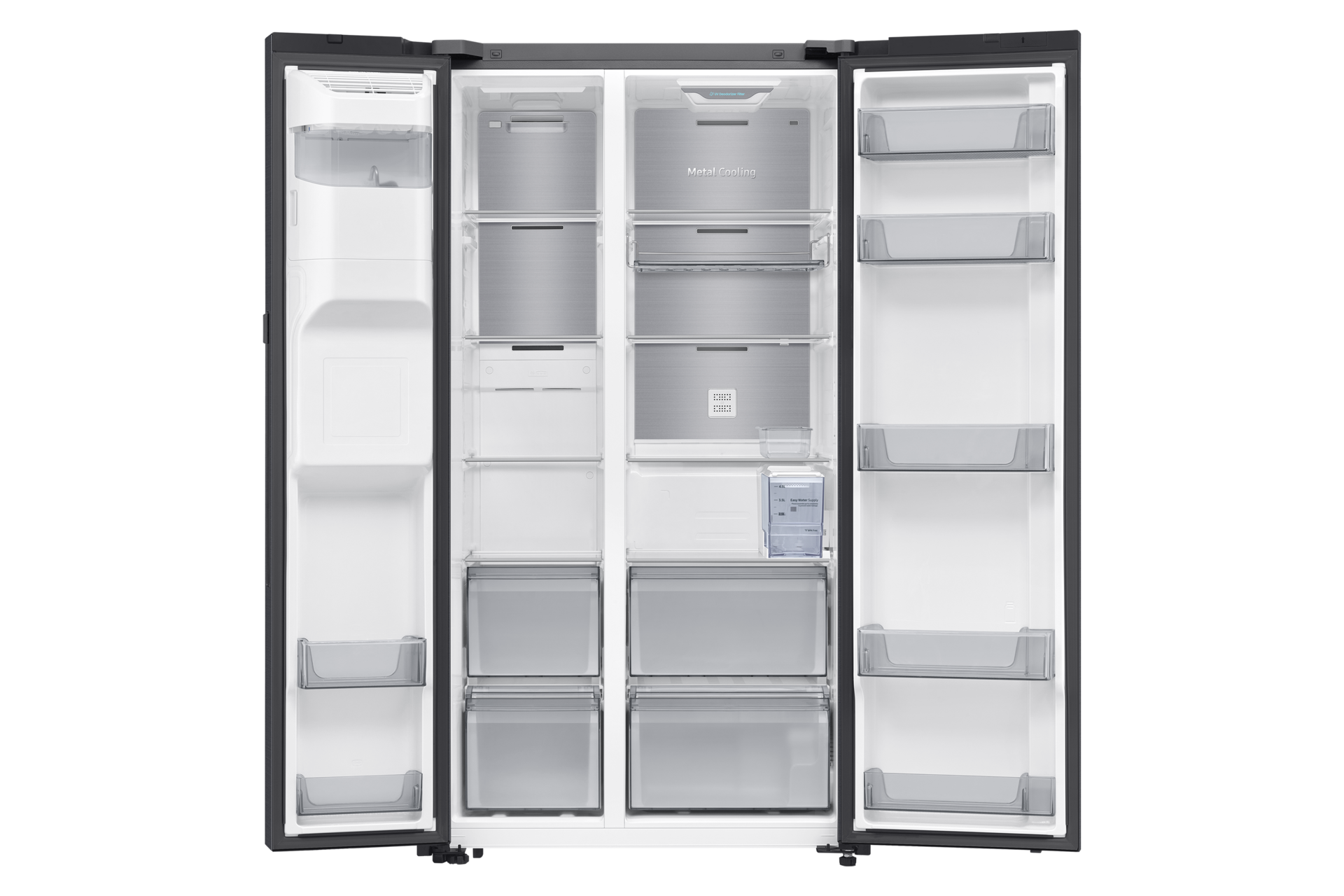 Bespoke AI Refrigerator SBS Auto Open Door Front-Open-without-food Black Doi 