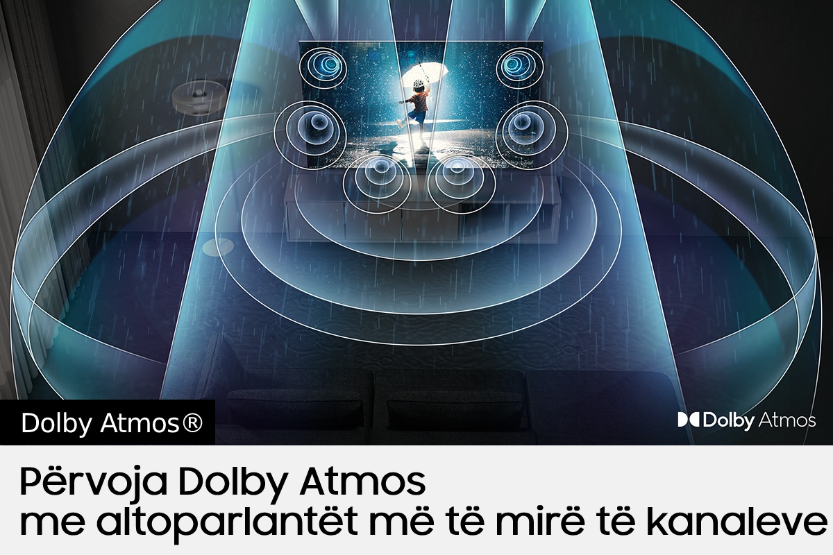 Valët e tingujve nga Dolby Atmos pulsojnë nga OLED TV S95B duke u përhapur në të gjithë dhomën