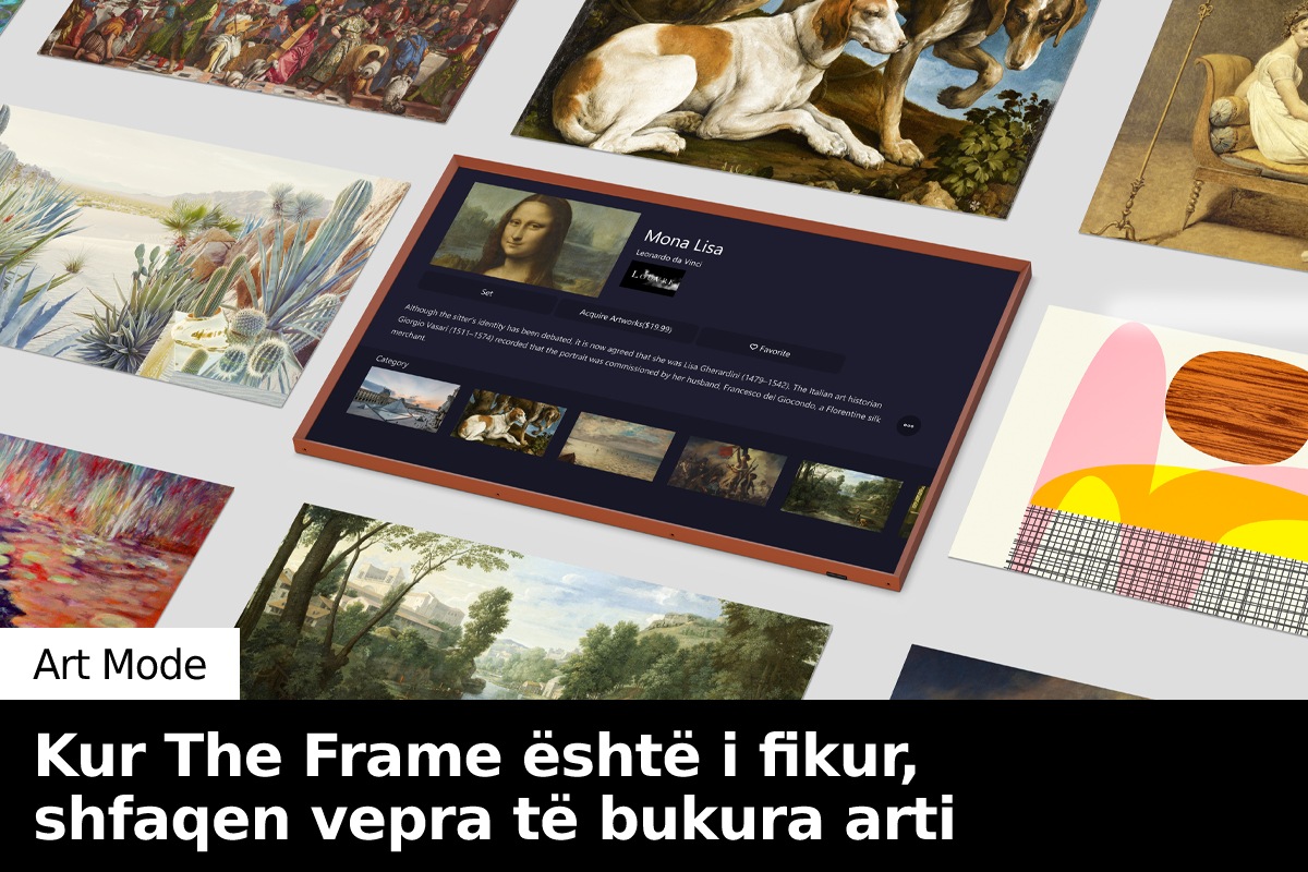 Faqja e Art Store i The Frame shfaqet në qendër. Rreth tij gjenden shumë vepra arti të cilat mund të gjenden në Art Store.