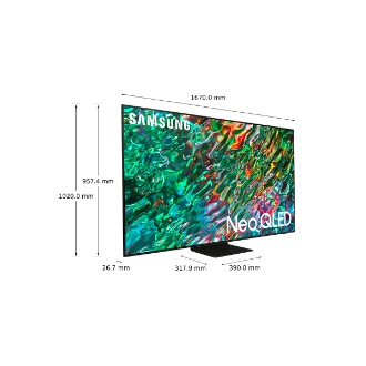 Përmasat e Samsung QLED TV(## x ## x ## mm) QN95B me mbajtëse qendrore në ngjyrë argjendi