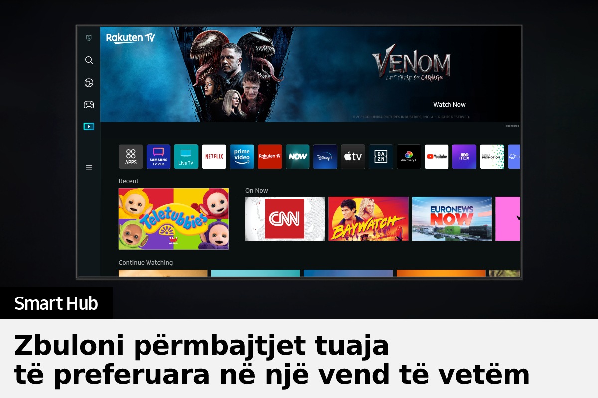 QLED TV Q80B me Smart Hub UI të ri paraqet një gamë të gjerë të shërbimeve dhe përmbajtjeve OTT