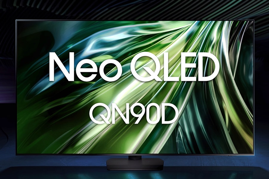 Various features for the Samsung Neo QLED QN90D TV are shown, including an AI processor, picture quality, sound quality, gaming, design, available content, security and energy.