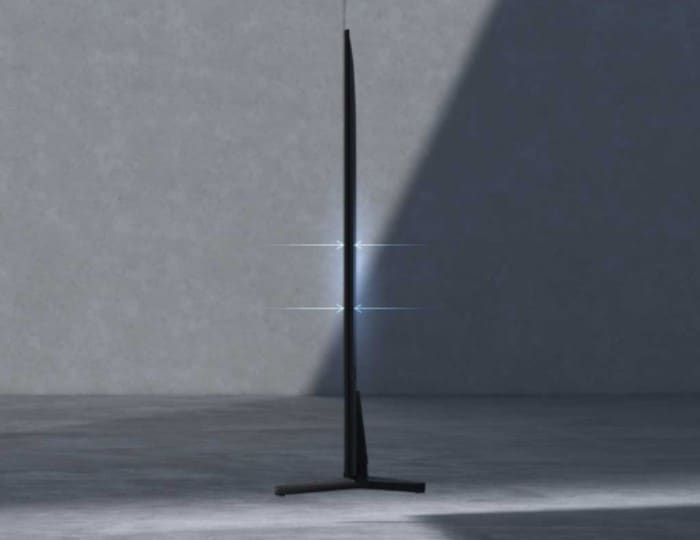 A side view of Crystal UHD is on display to show its AirSlim Design.