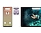 Hay tres productos alineados de izquierda a derecha: Galaxy A53 5G, Buds2 con la tapa de la caja abierta y una tableta Galaxy. Se muestra una llamada entrante de Christina Adams en la pantalla del teléfono inteligente mientras la tableta muestra contenido relacionado con buceo que se está reproduciendo. En la parte superior de ambas pantallas del teléfono inteligente y de la tableta, se ha abierto una burbuja para notificar la llamada y que el usuario puede tomar la llamada con los Buds2. 