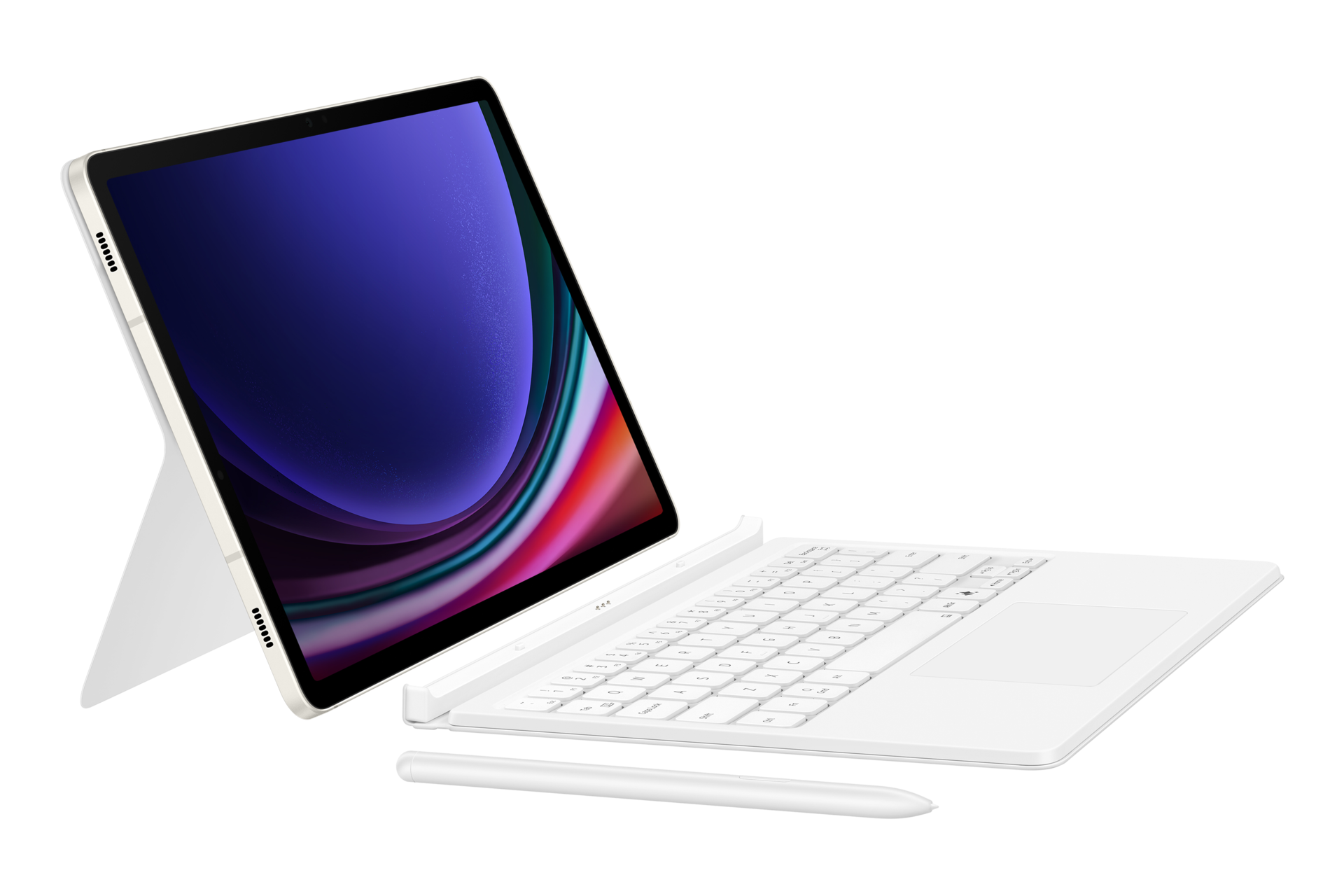Book Cover Keyboard — AI Key for Galaxy Tab S10 FE / Tab S9 / Tab S9 FE Standing3 White 