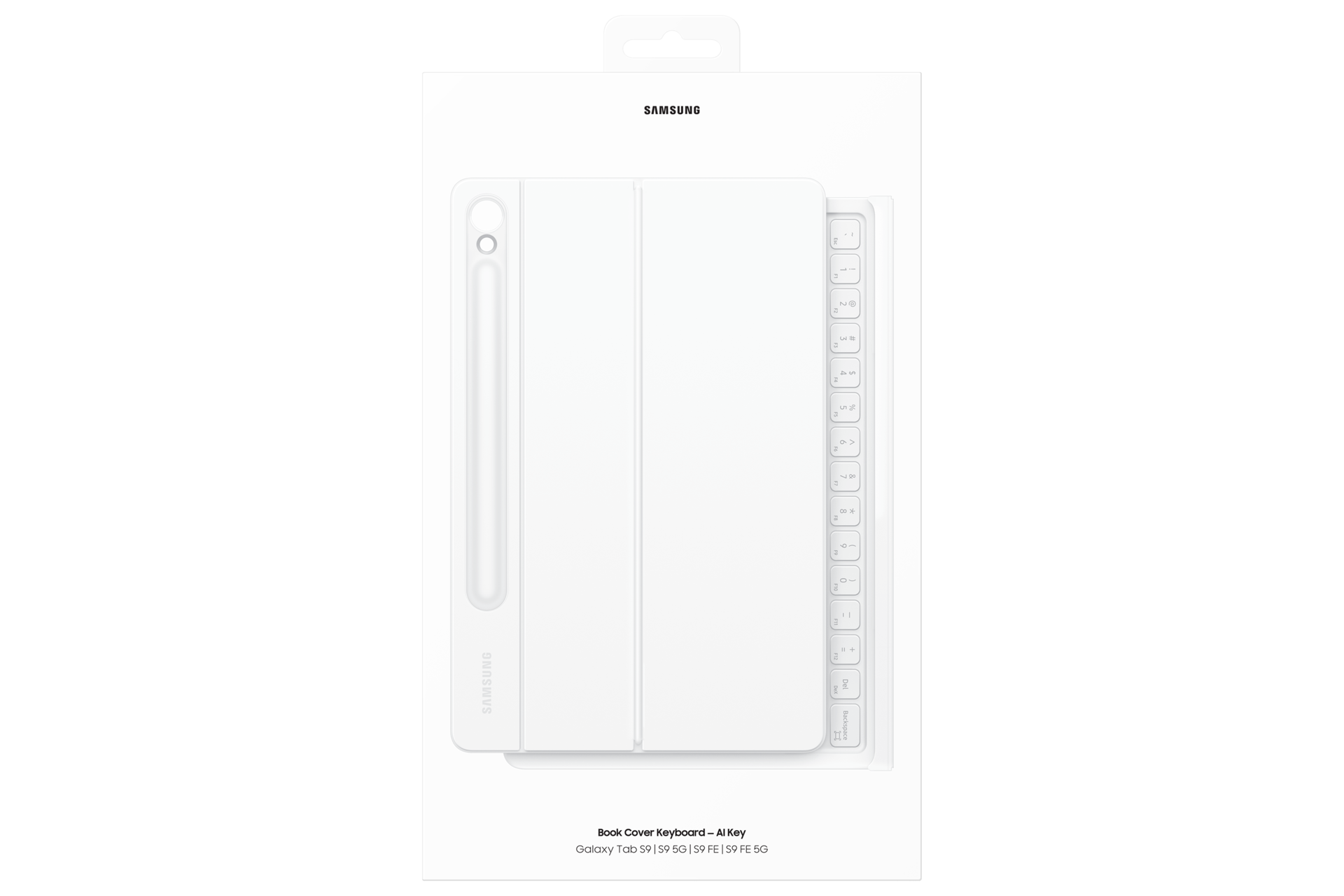 Book Cover Keyboard — AI Key for Galaxy Tab S10 FE / Tab S9 / Tab S9 FE Package White 